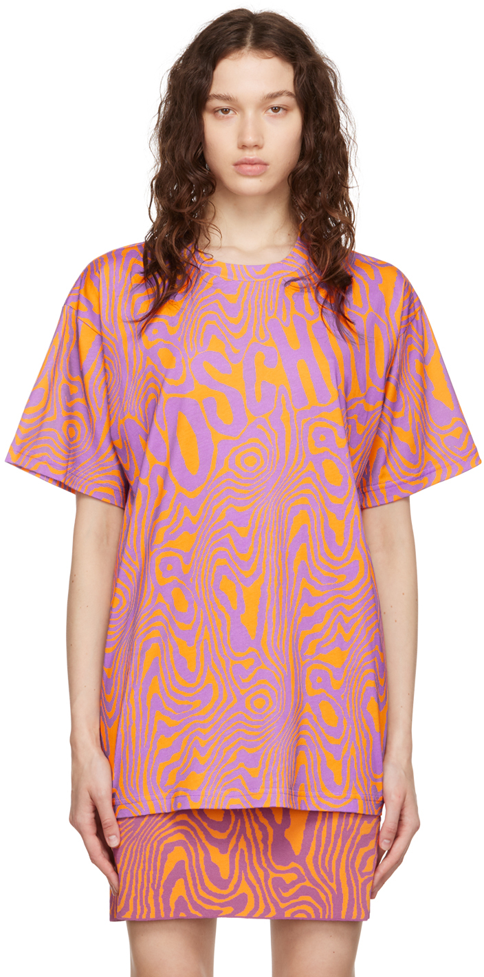 Moschino Purple & Orange Moiré Effect T-Shirt