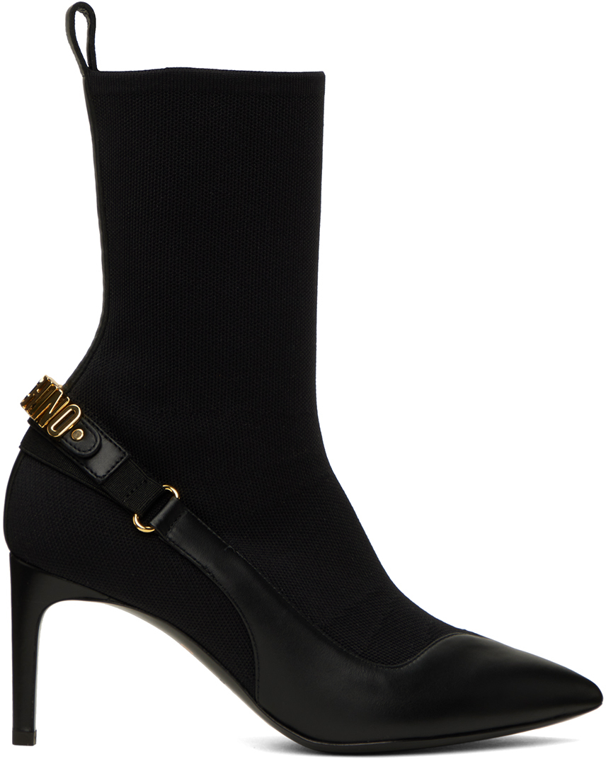 Moschino Black Logo Ankle Boots