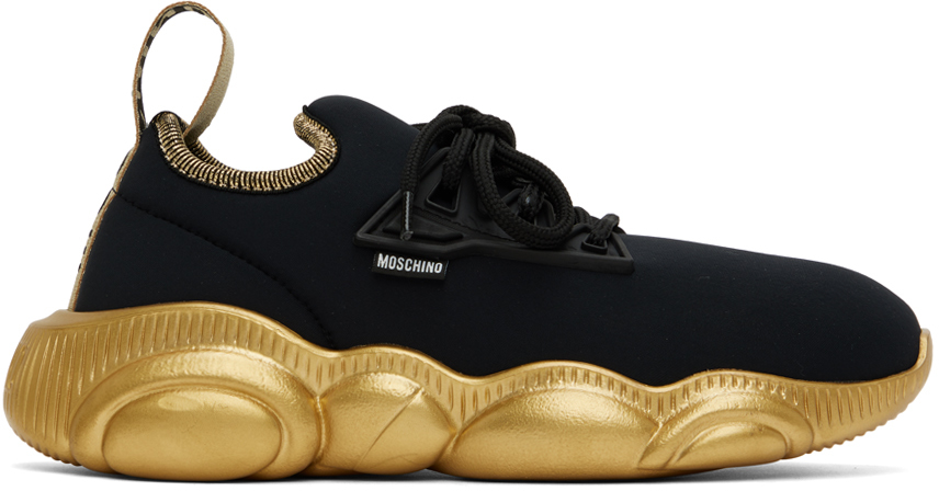 Menagerry school Psychiatrie Moschino: Black & Gold Teddy Contrasts Sneakers | SSENSE