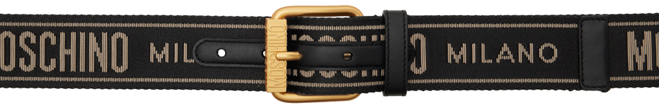 SSENSE Men Accessories Belts Black & Gold Jacquard Logo Belt 
