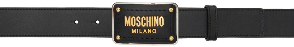 Moschino Black Plaque Belt