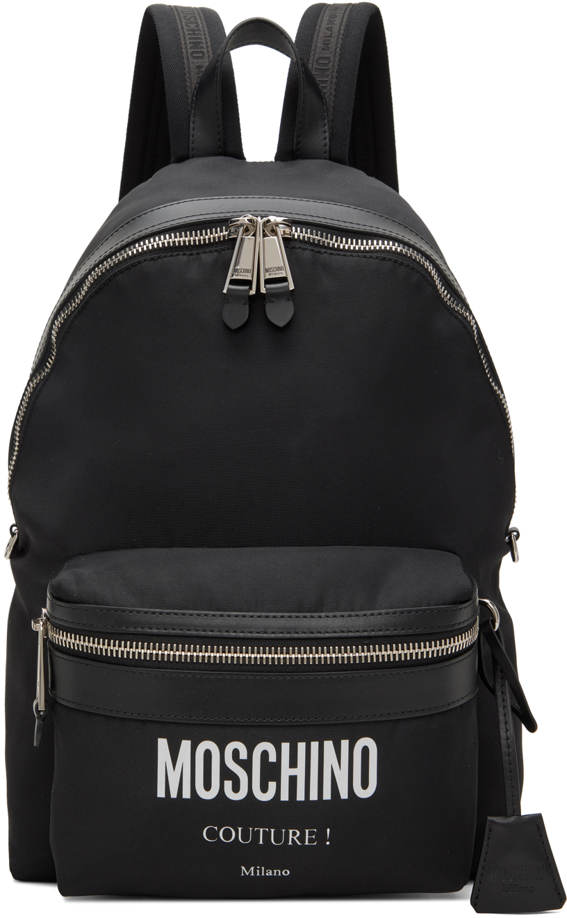 Moschino Black Zip Backpack
