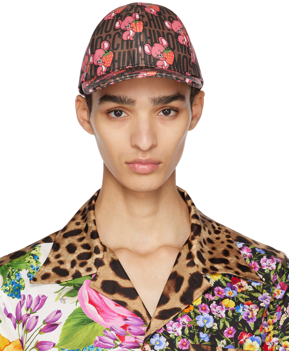Moschino Brown Illustrated Animals Cap In A1888 Fantasy Print
