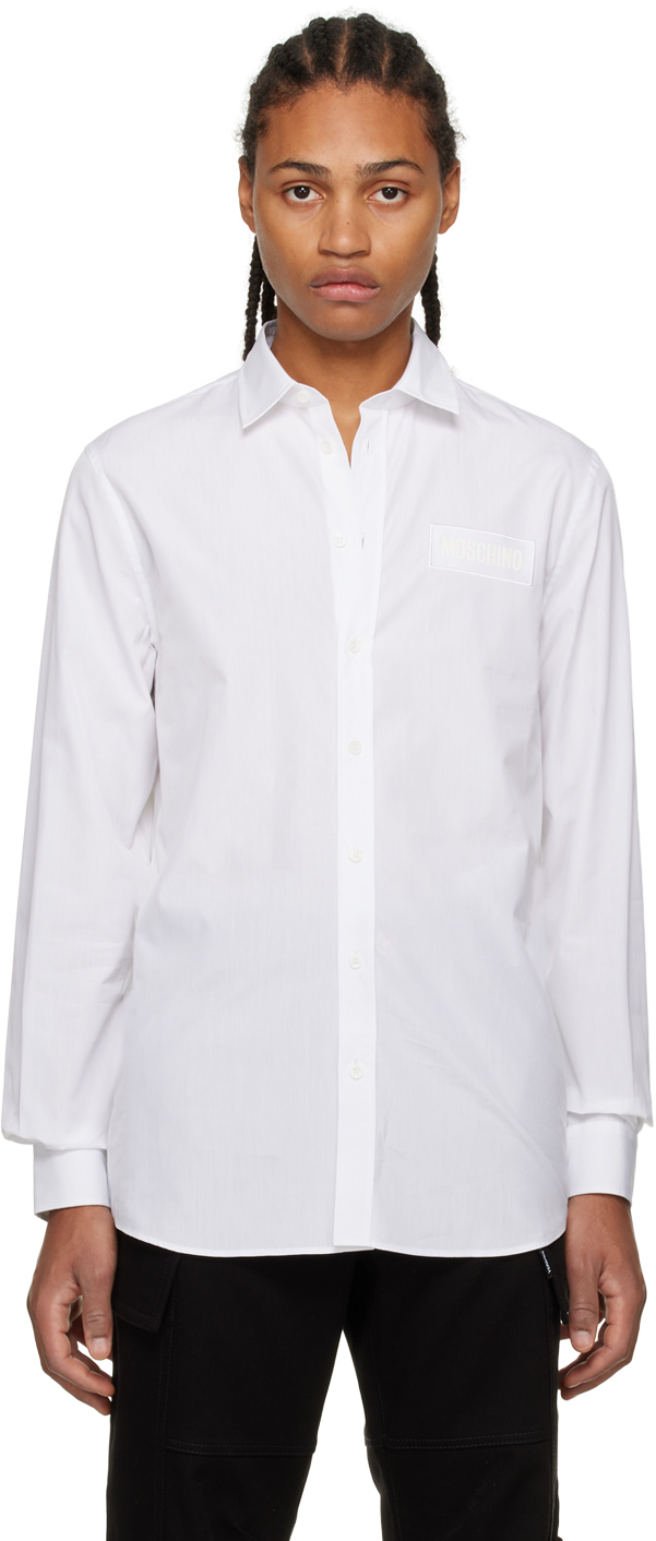 Moschino: White Embroidered Shirt | SSENSE
