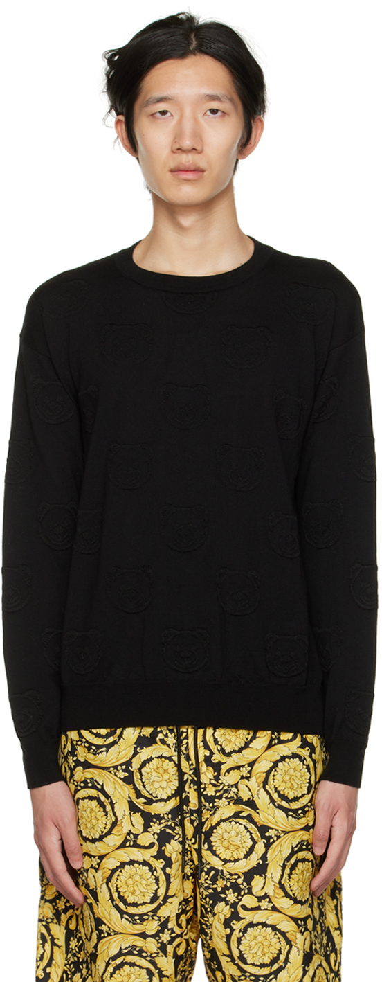 Black Allover Teddy Sweater