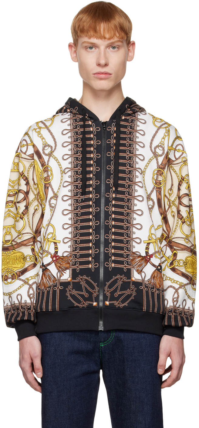 【関税込み】Moschino ホワイト グラフィック フーディ Moschinoのホワイト グラフィック フーディがセール中