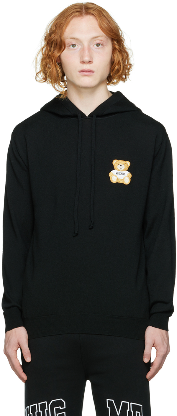 Black Embroidered Patch Hoodie