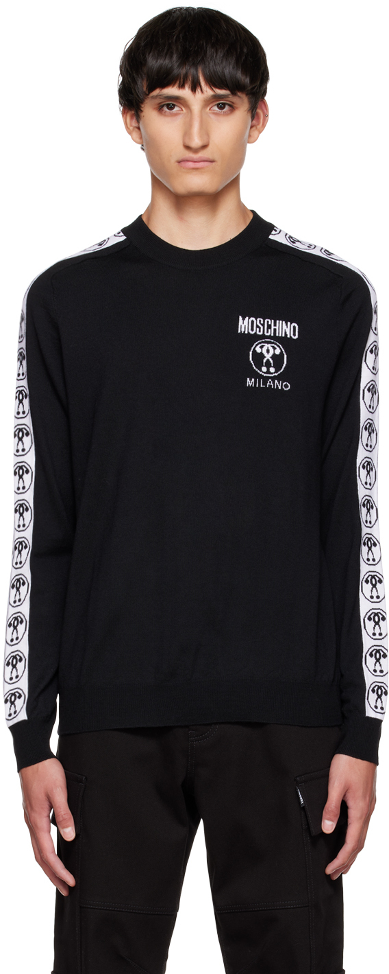 Black Double Question Mark Sweater by Moschino on Sale