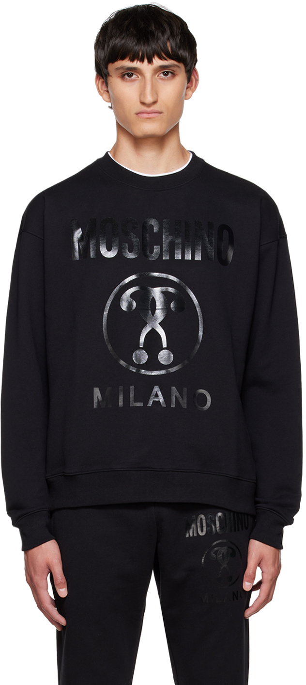 Black Double Question Mark Sweatshirt by Moschino on Sale