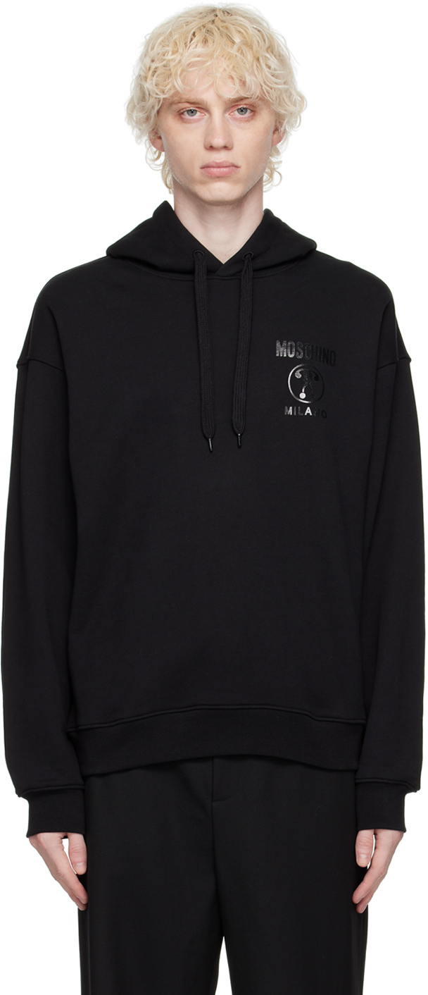 Moschino: Black Double Question Mark Hoodie | SSENSE