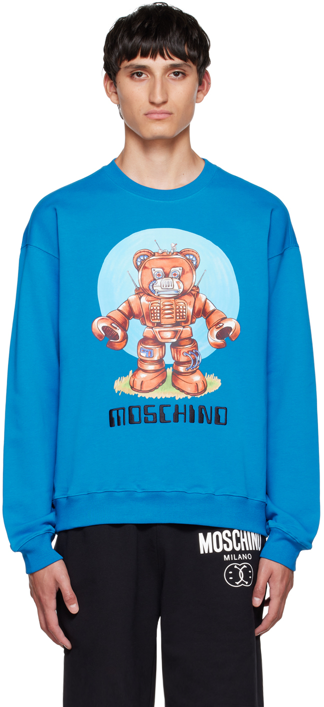 Moschino Blue Robot Bear Sweatshirt