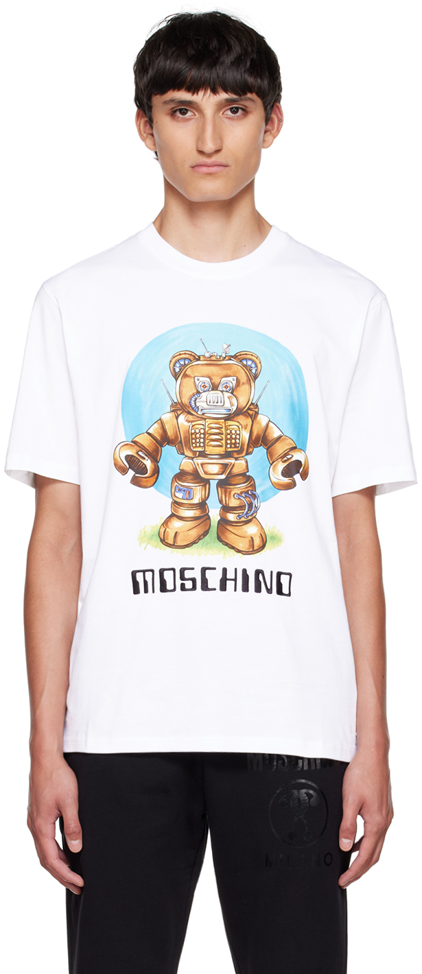Moschino White Robot Bear T-Shirt