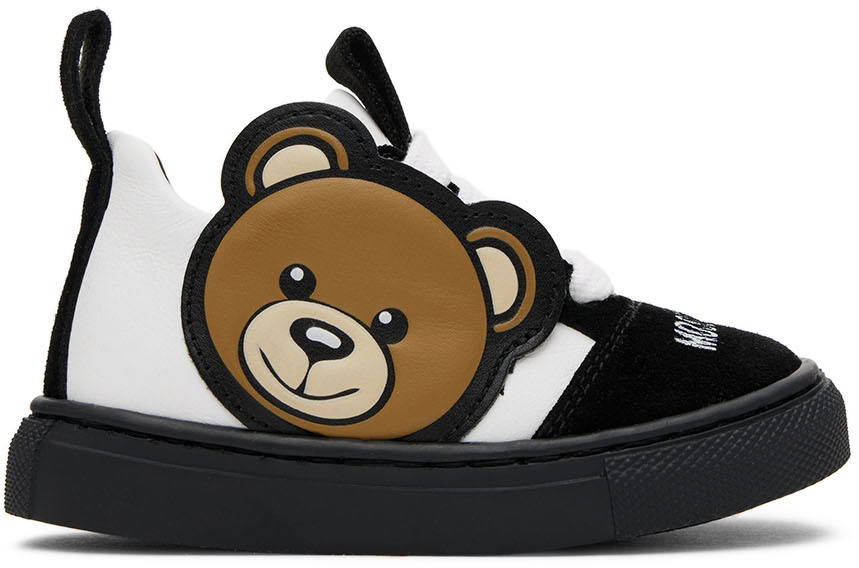 Moschino Baby Black & White Teddy Sneakers In Black Var. 1