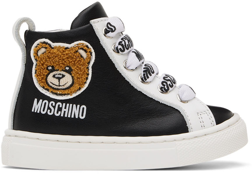 Moschino Baby Black Teddy High Sneakers In Black Var. 1