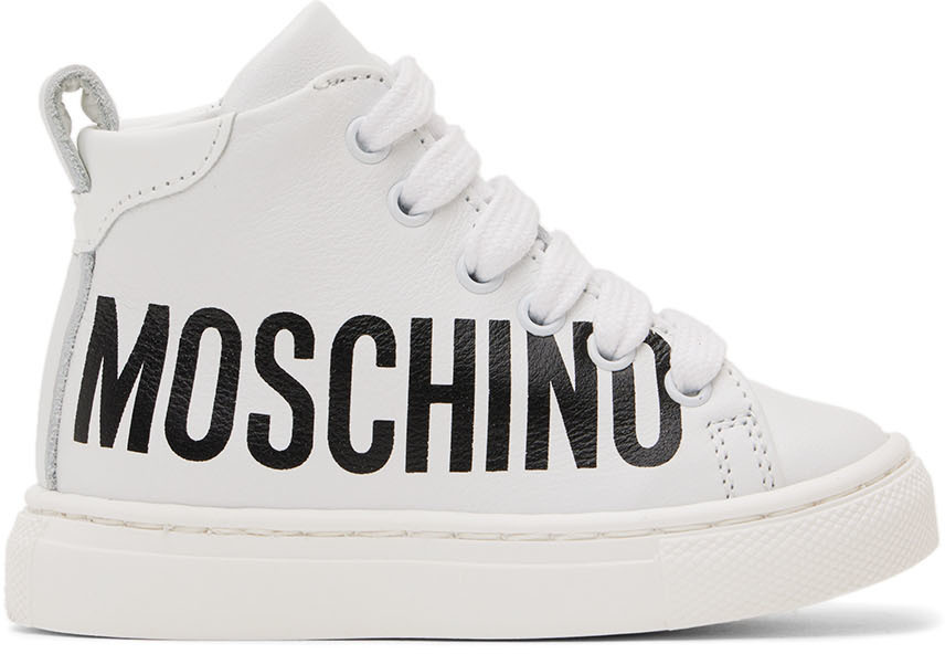 Moschino Baby White Maxi Logo Sneakers In White Var. 1