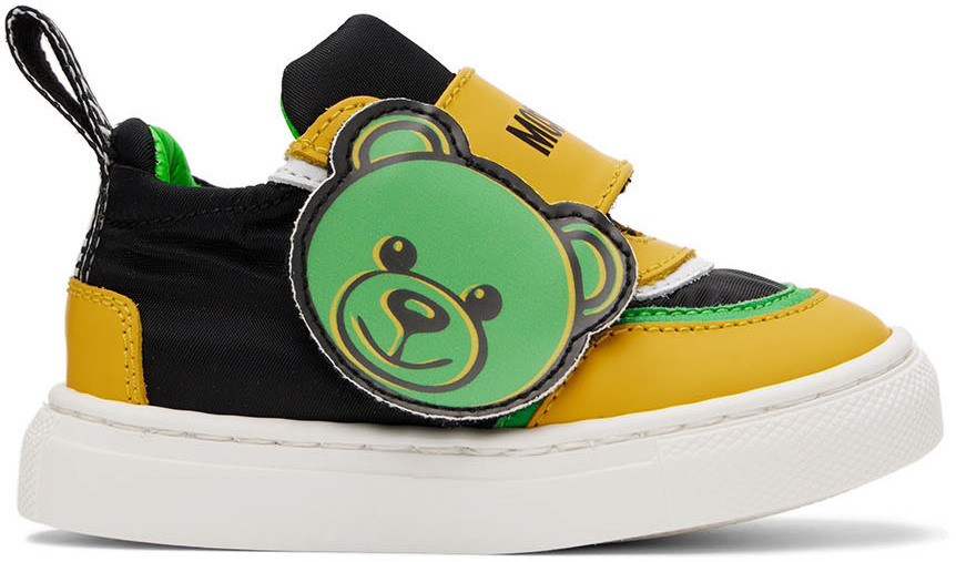 Moschino Baby Yellow & Black Teddy Sneakers In Green Var. 1