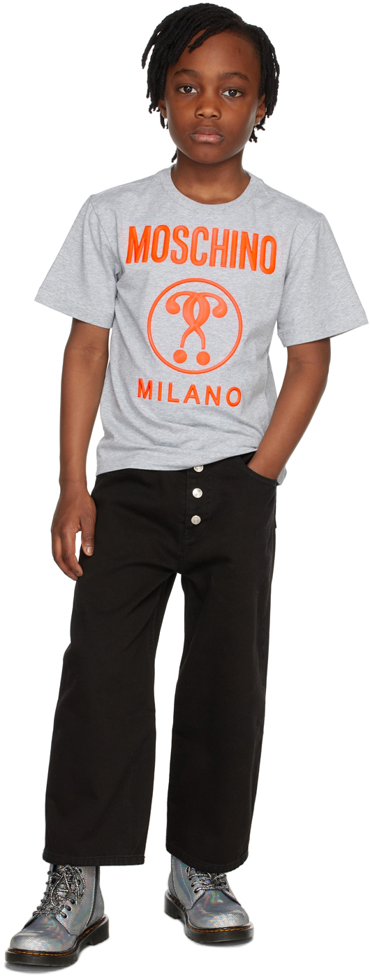Moschino Kids Grey Logo T-shirt In 60901 Grey Melange