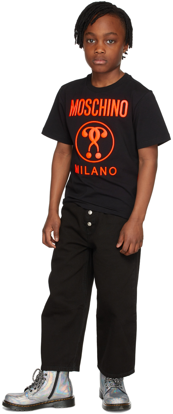 MOSCHINO KIDS BLACK LOGO T-SHIRT