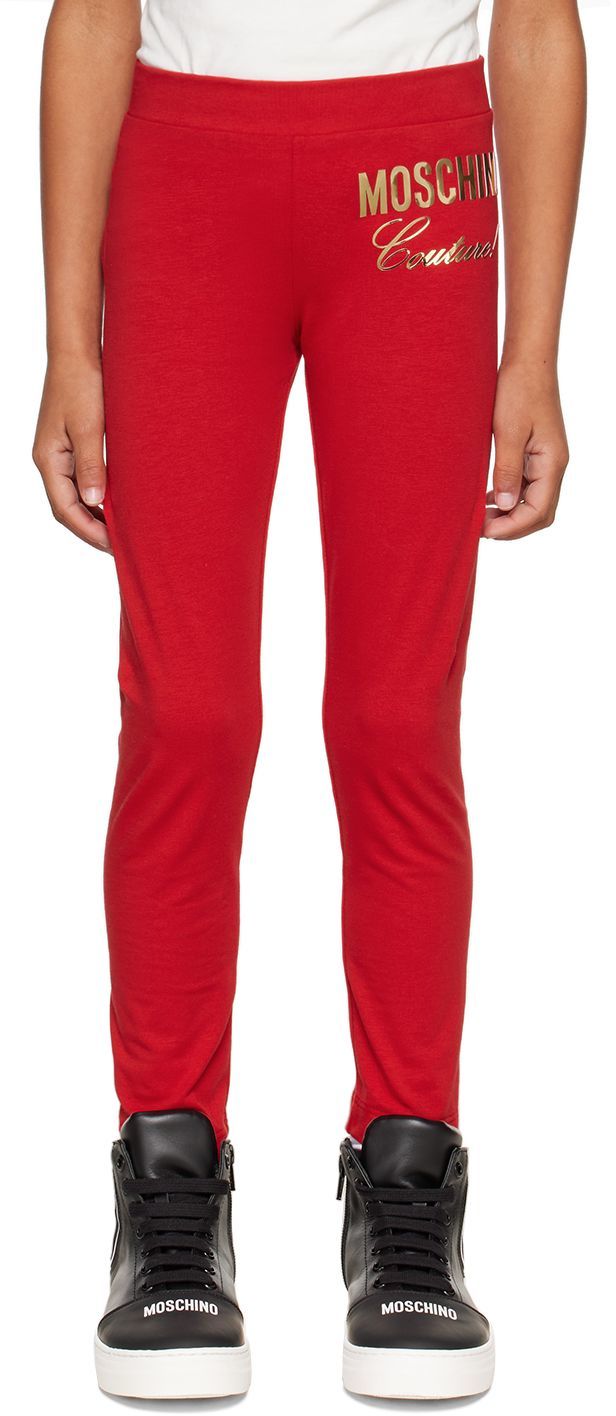 Kids Red 'Couture' Leggings by Moschino on Sale
