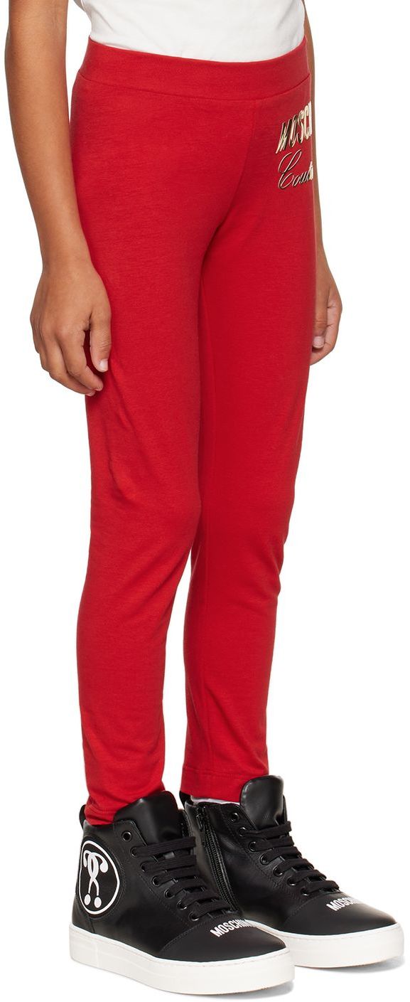 Moschino Kids Red 'couture' Leggings In Var. 50662 Red