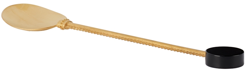 Natalia Criado Gold Quartz Server Spoon In Onix
