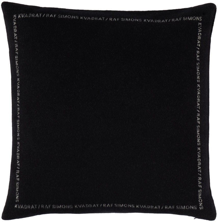 Kvadrat/raf Simons Black Double Face Wool Cushion In 1880 Black
