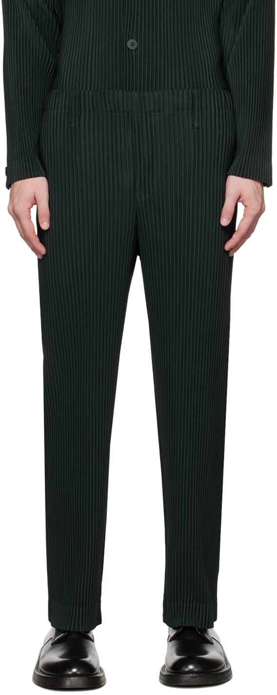 Homme Plissé Issey Miyake Green Tailored Pleats 2 Trousers | Smart