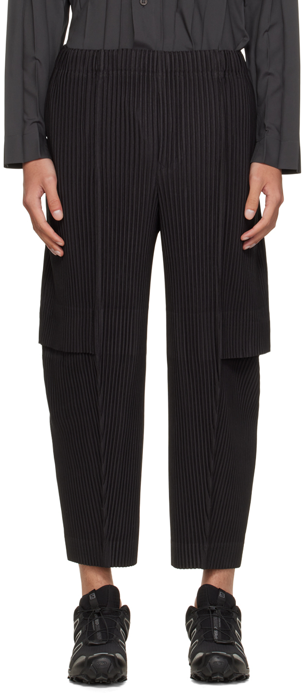 Homme Plissé Issey Miyake Black Pleated Cargo Pants | Smart Closet