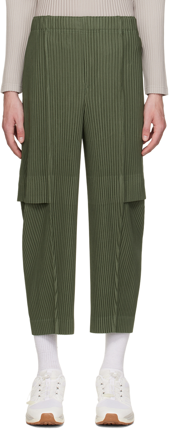 Green Loose Fit Cargo Pants by Homme Plissé Issey Miyake on Sale