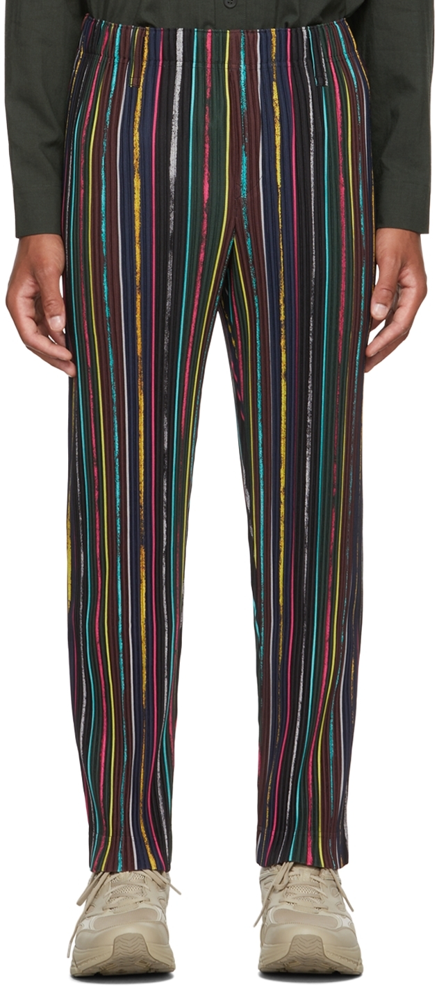 Homme Plissé Issey Miyake Multicolor Pastel Stripe Trousers