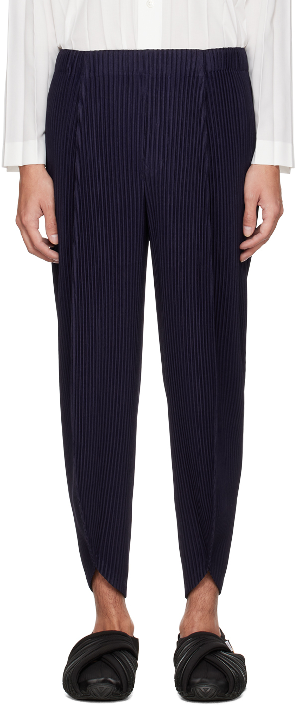 Homme Plissé Issey Miyake: Navy Pleats Bottoms 2 Trousers | SSENSE Canada