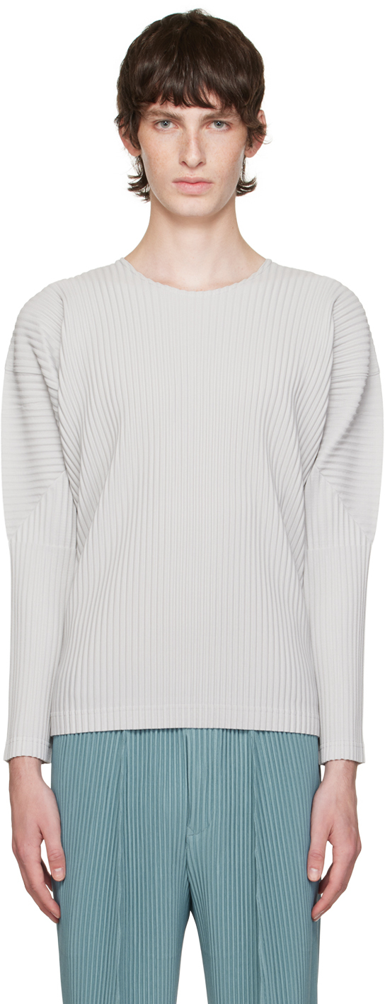 Homme Plissé Issey Miyake Gray Basics Long Sleeve T-Shirt | Smart