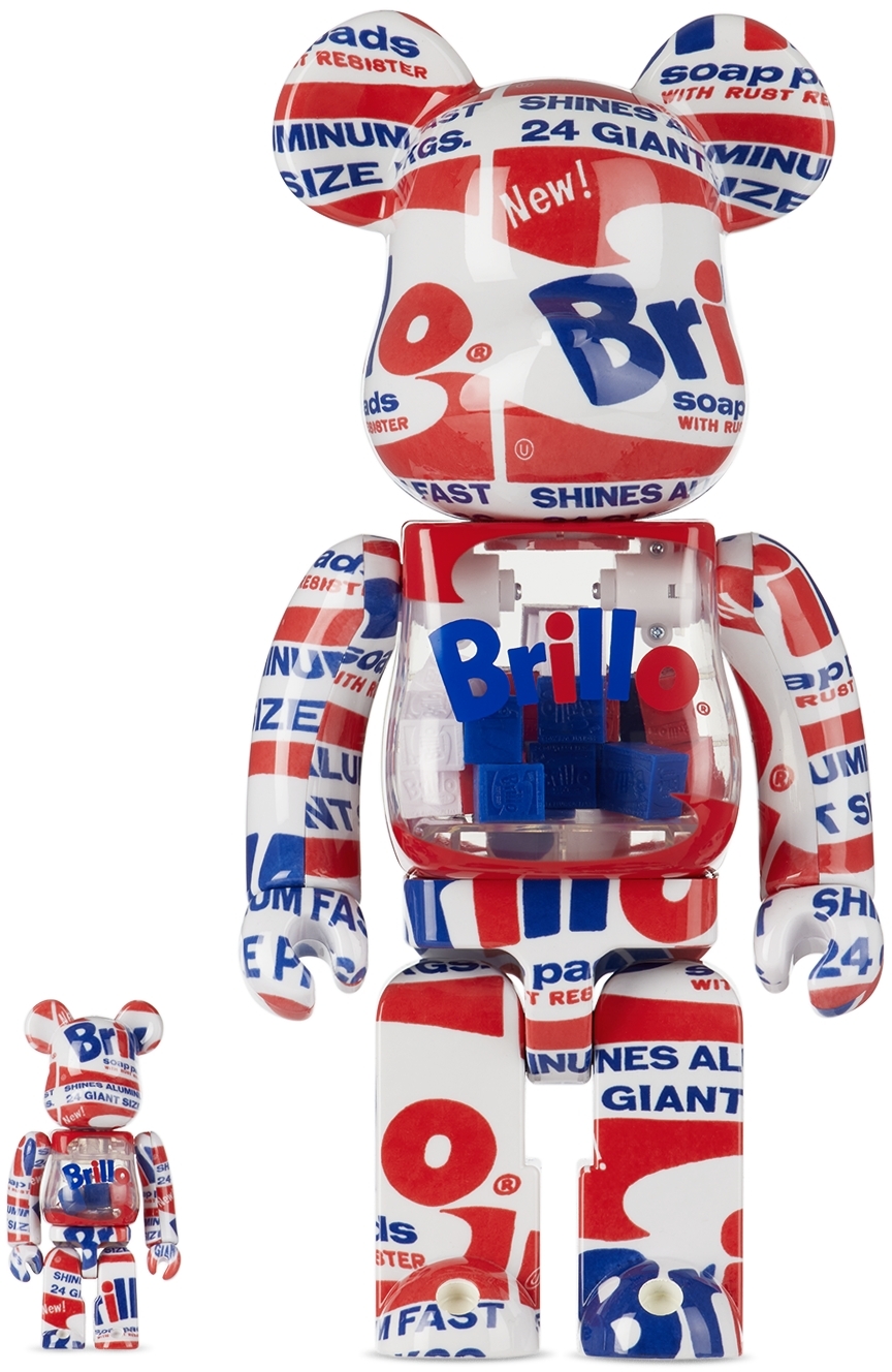 Medicom Toy Bearbrick Andy Warhol Brillo Collectible Statue In Blue