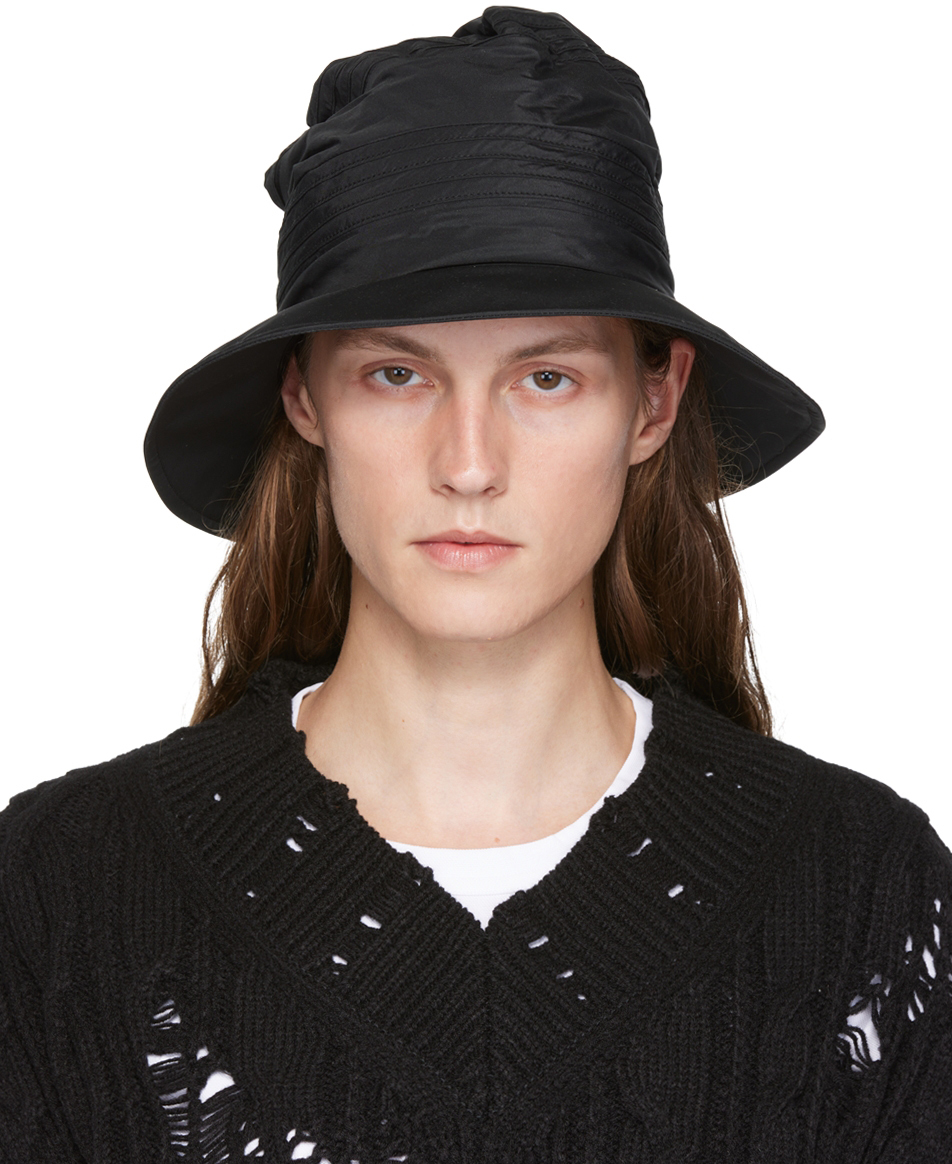 Y's Black Patched Cloche Hat