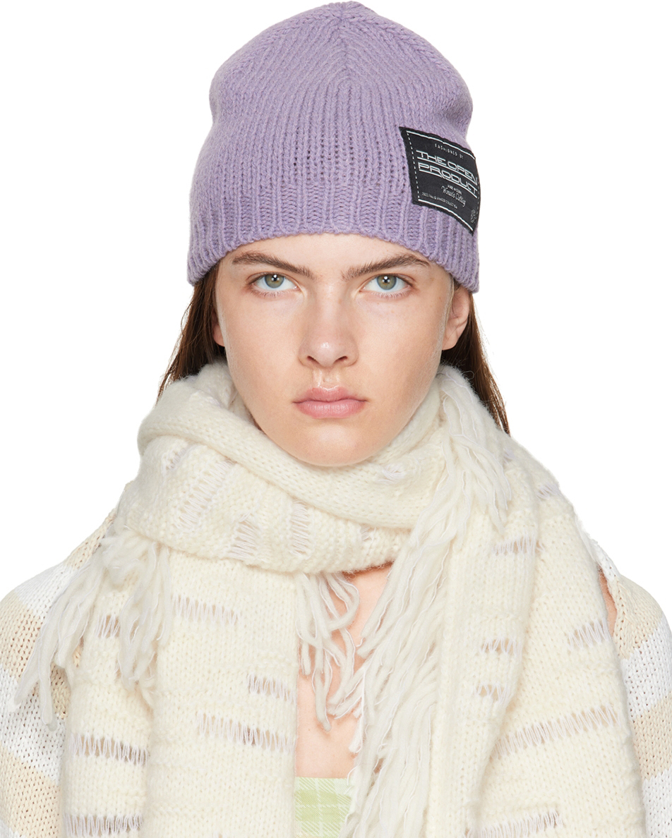 OPEN YY: Purple Patched Beanie | SSENSE Canada