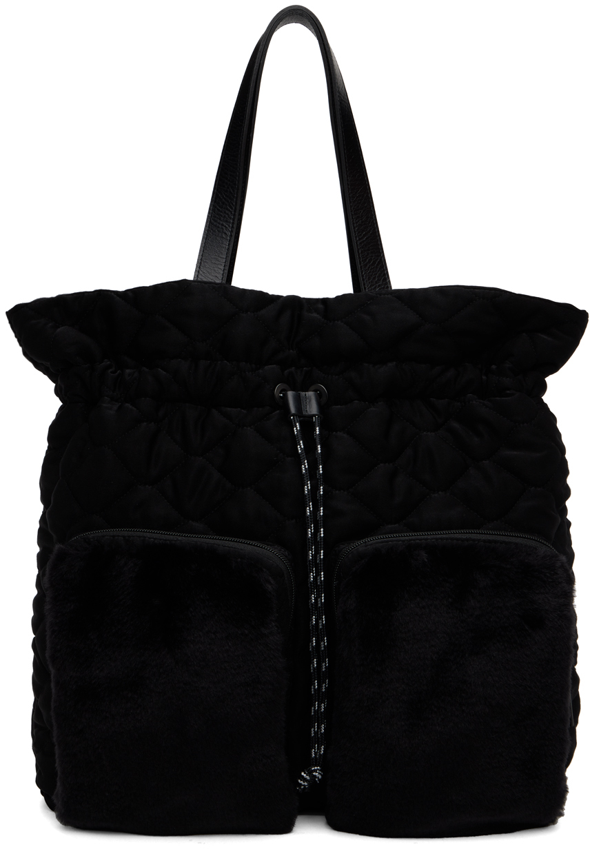 Y's Black Quilted Tote SSENSE UK