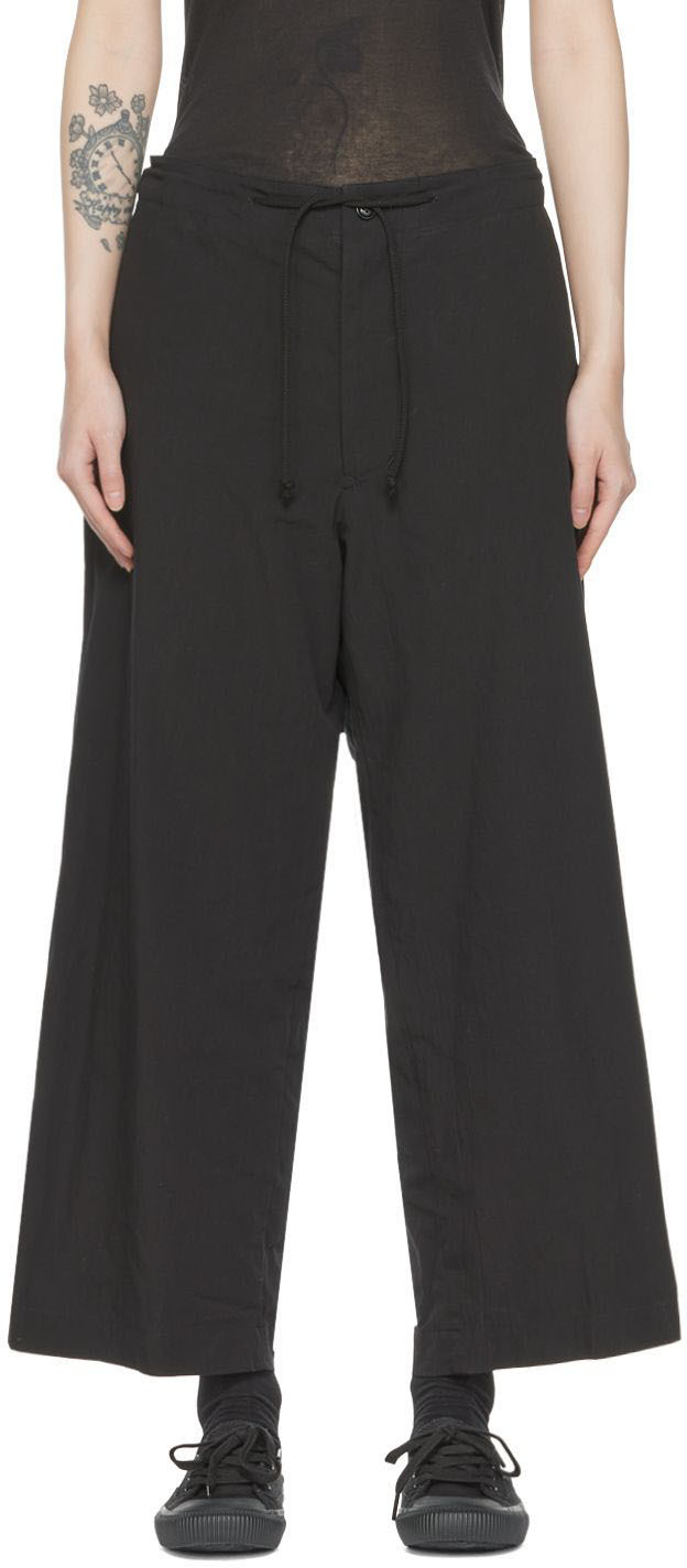 Y's Black Straight Strap Trousers
