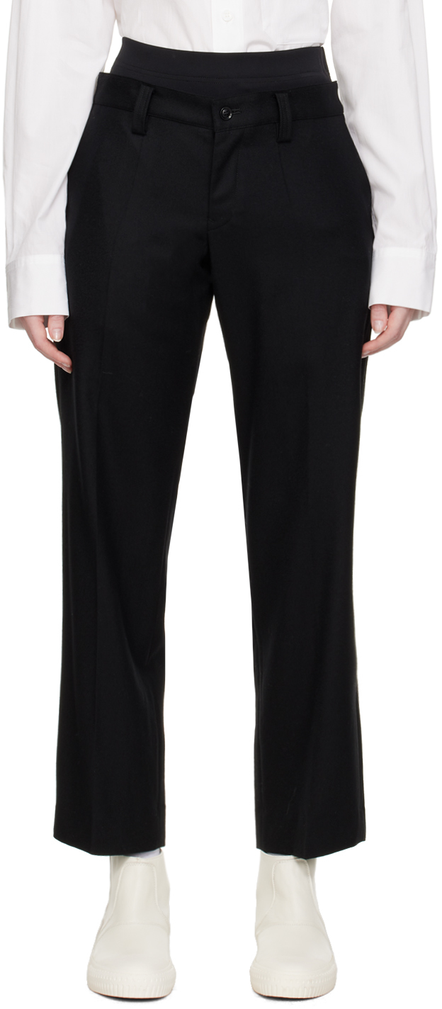 Black Low-Rise Trousers by Y's on Sale