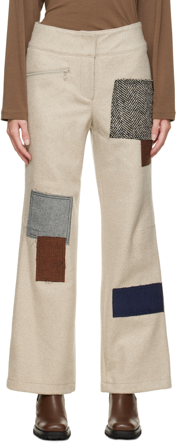 Beige Patchwork Trousers