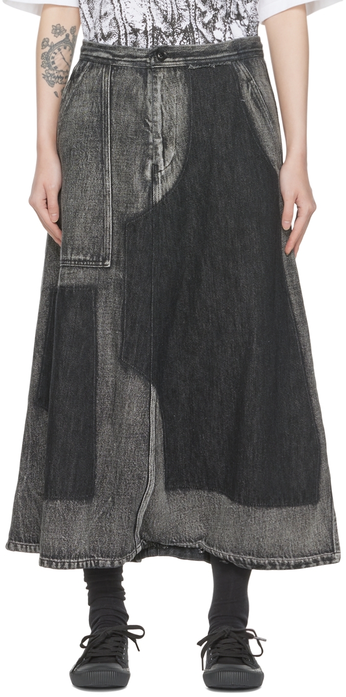 Y's Gray O-Patch PK Midi Skirt
