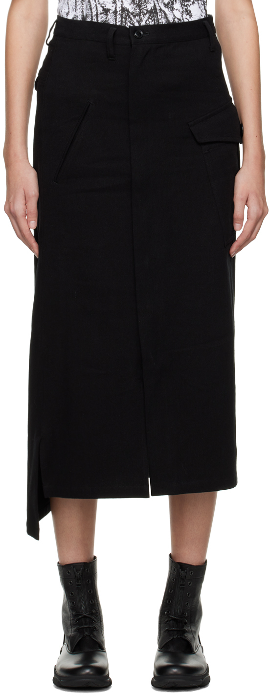Y's Black Sundried Washer Maxi Skirt