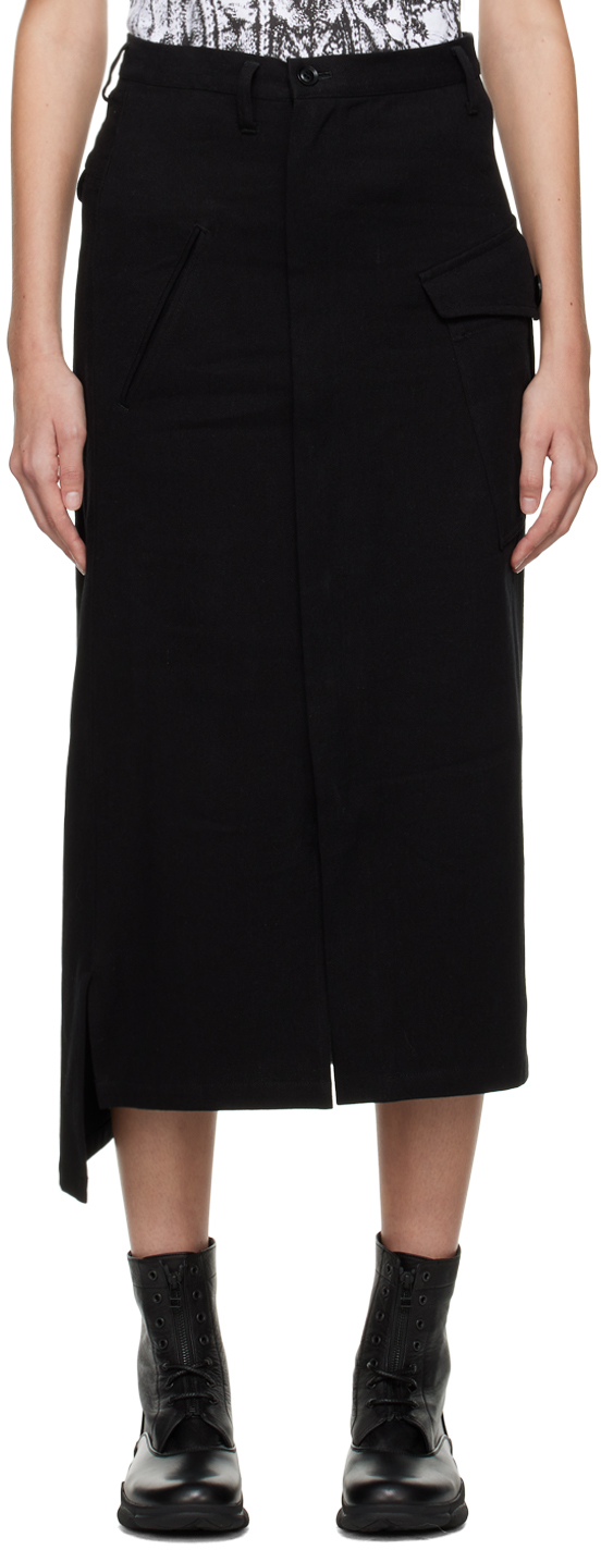 Black Sundried Washer Maxi Skirt by Y's on Sale