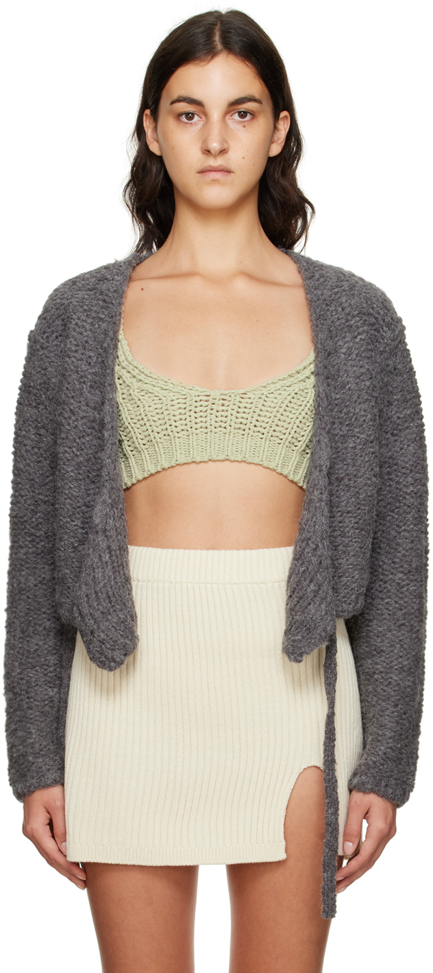 Grey Cozy Knit Cropped Sweater