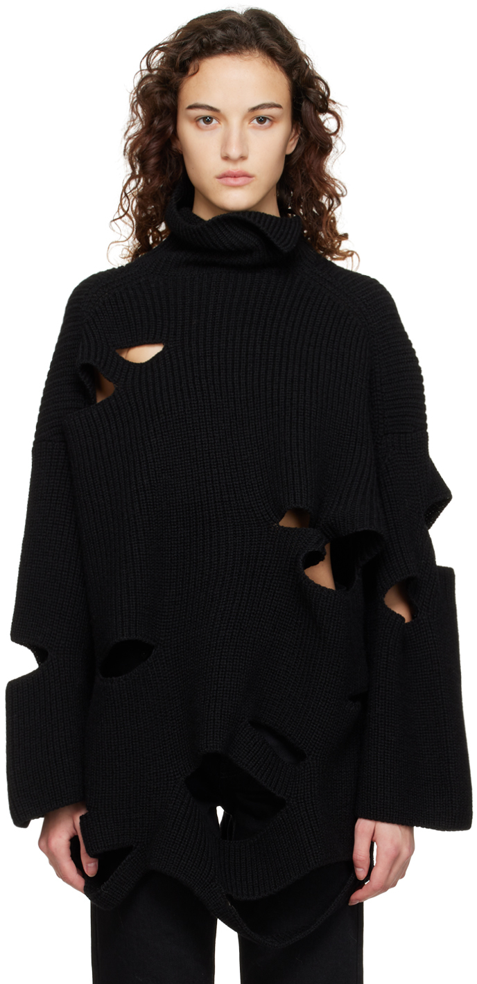 Y's Black Cutout Sweater