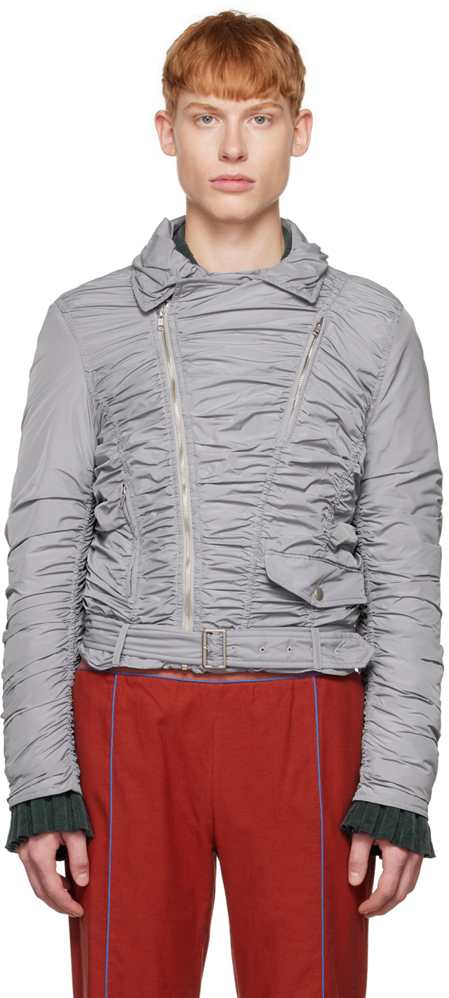 SSENSE Exclusive Gray Ruched Bomber Jacket