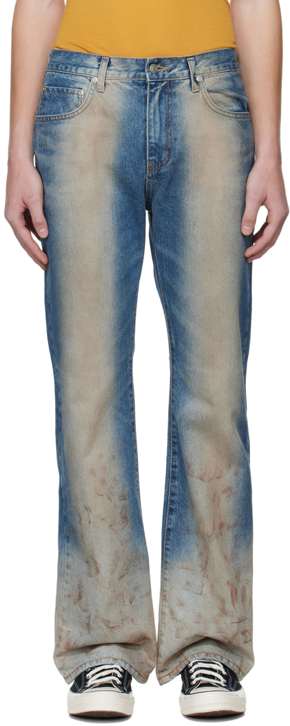 Theopen Product Ssense Exclusive Blue Faded Jeans