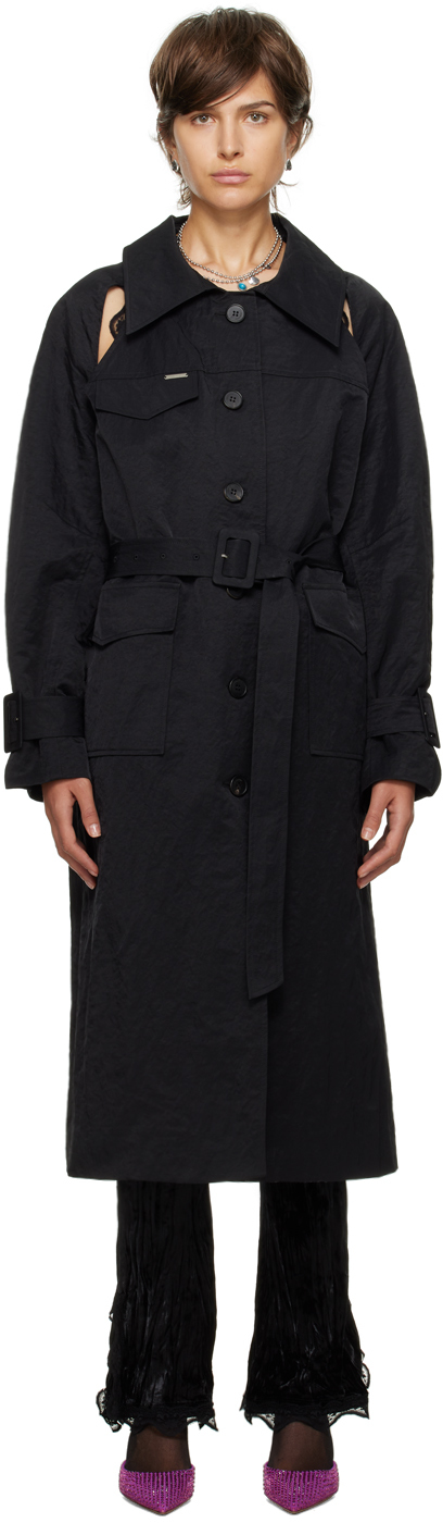 Black Cut Out Trench Coat
