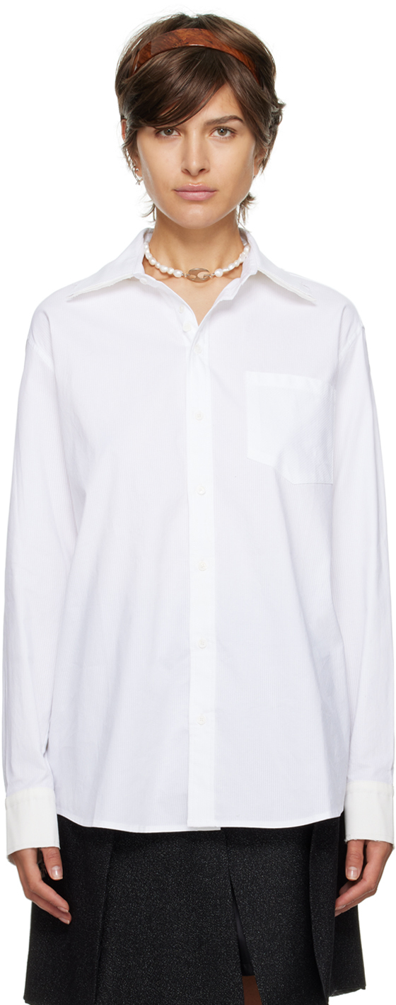 White Layered Collar Shirt