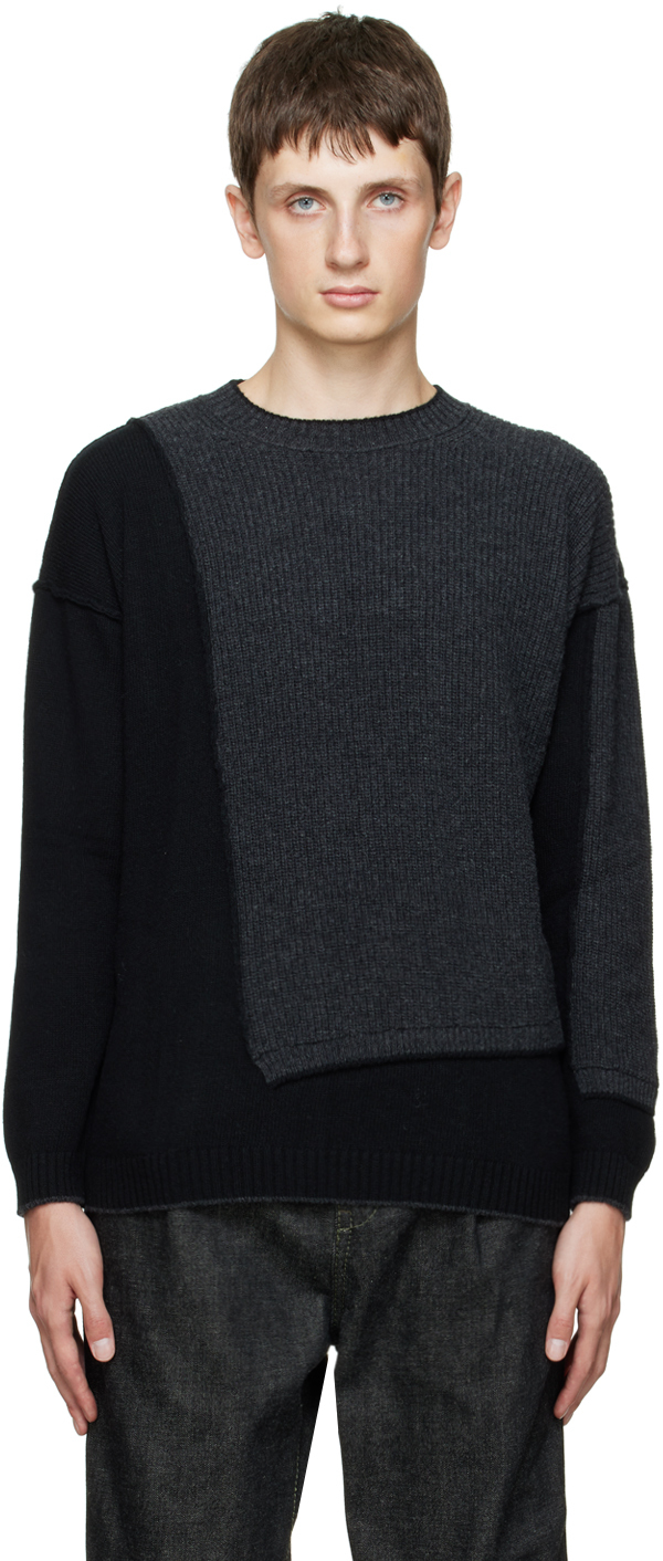 Isabel Benenato Gray & Black Paneled Sweater