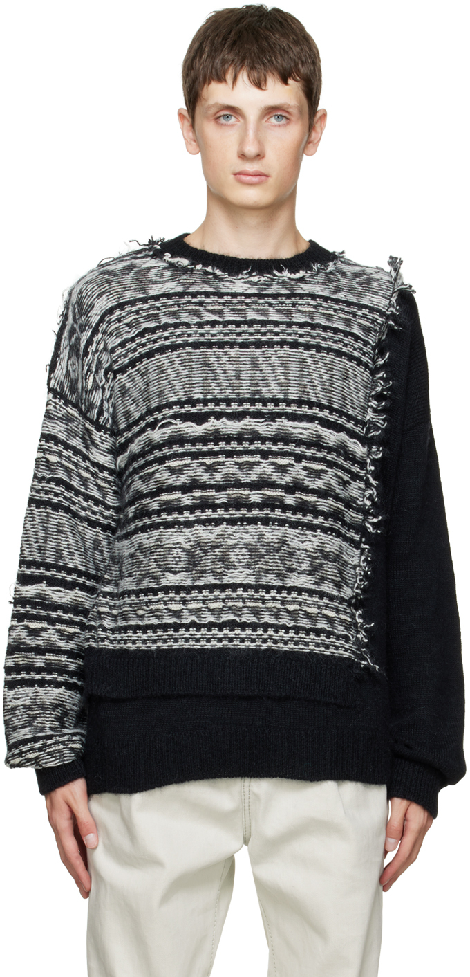 Isabel Benenato Black Jacquard Sweater